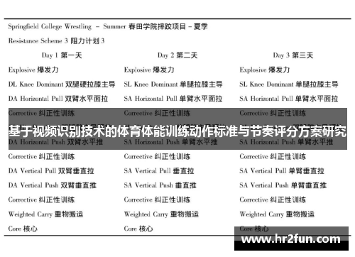 基于视频识别技术的体育体能训练动作标准与节奏评分方案研究